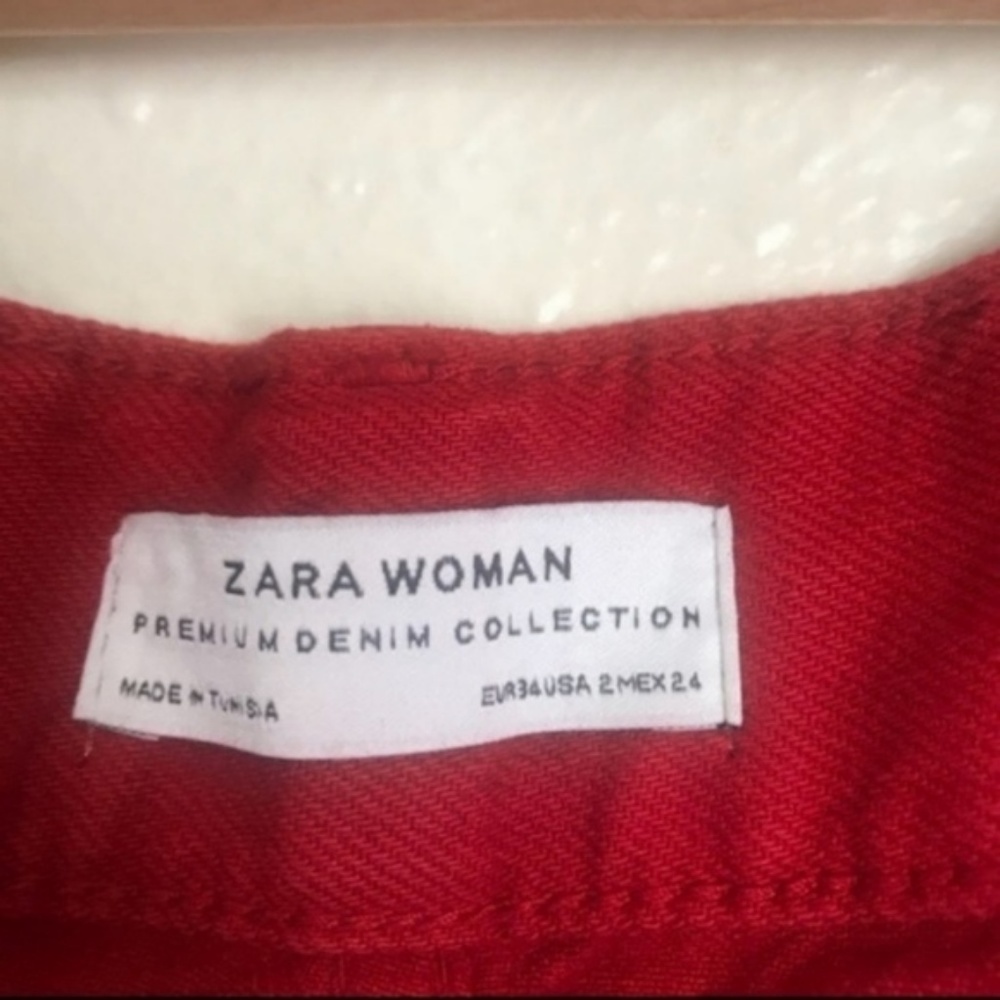 New Zara Woman Premium Denim Red Culottes - Picture 5 of 6